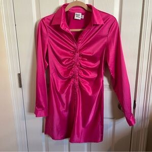Hot Pink Button Up Dress